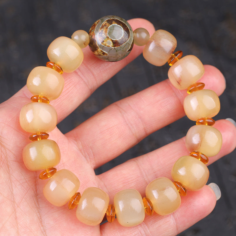 Tibetan shofar bracelet with Buddhist beads