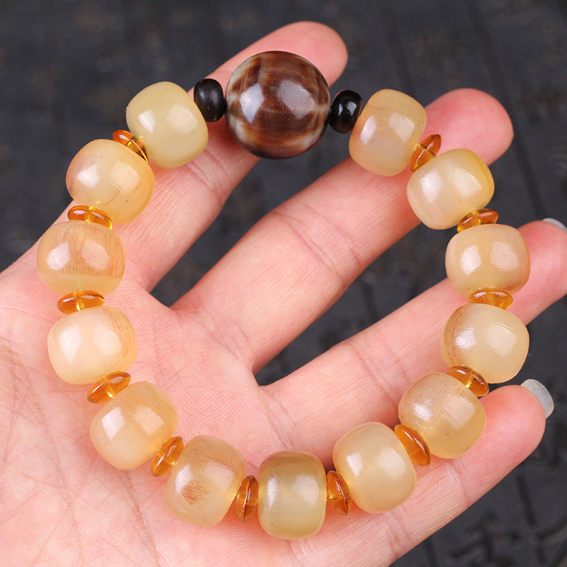 Tibetan shofar bracelet with Buddhist beads