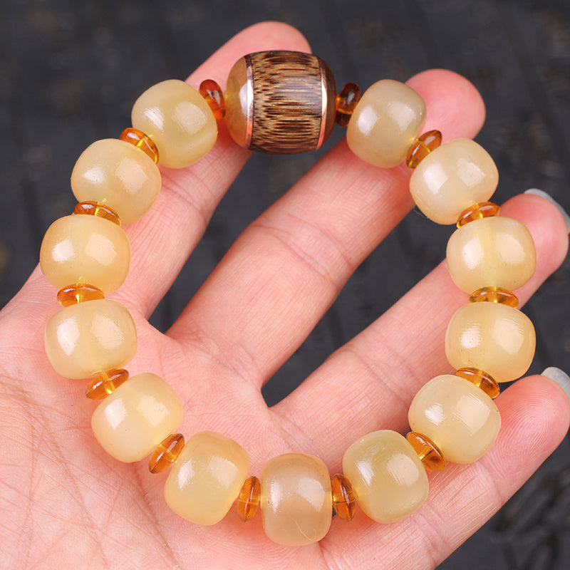 Tibetan shofar bracelet with Buddhist beads