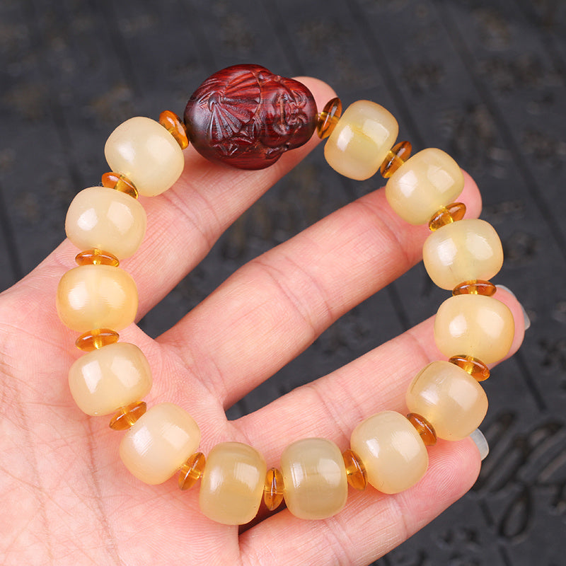Tibetan shofar bracelet with Buddhist beads