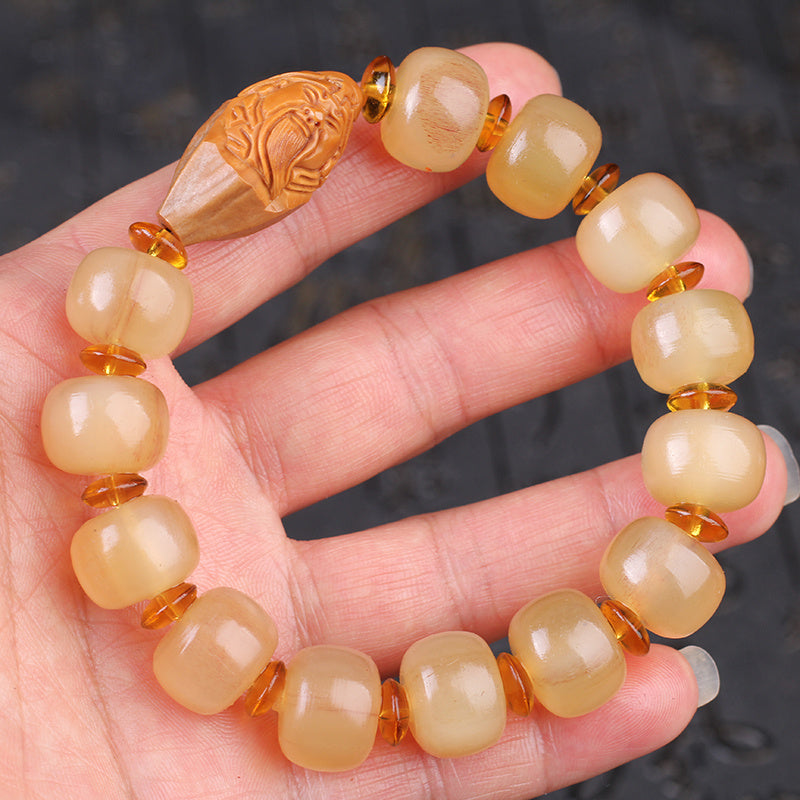 Tibetan shofar bracelet with Buddhist beads