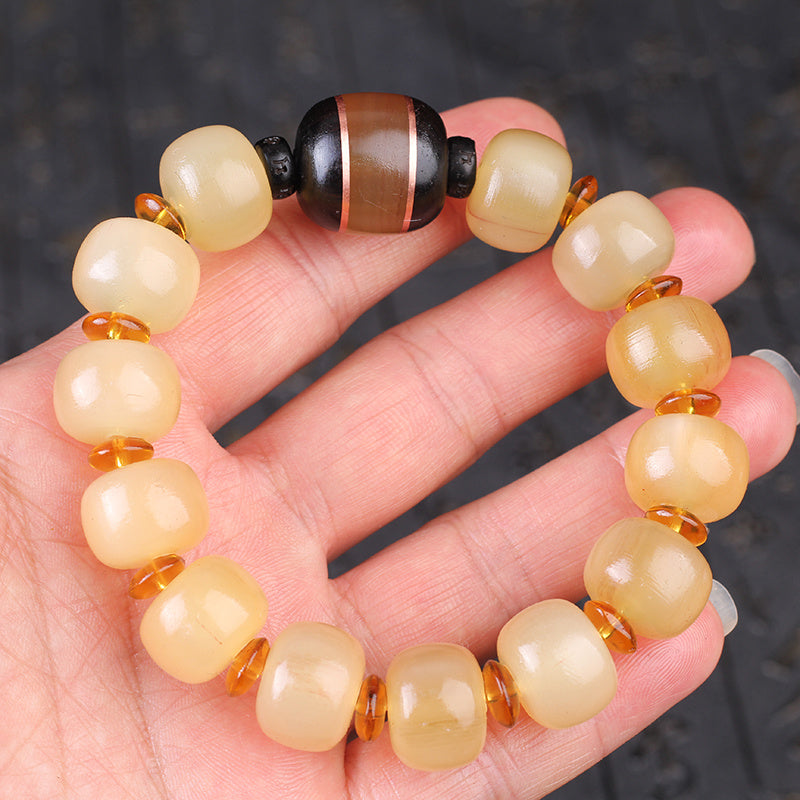 Tibetan shofar bracelet with Buddhist beads