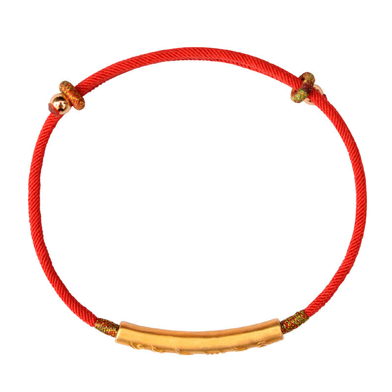 999 Pure Silver Gold-plated Dragon Knot Six-character Mantra Bracelet