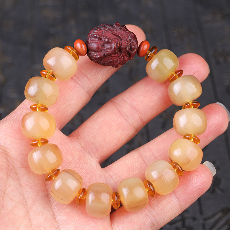 Tibetan shofar bracelet with Buddhist beads