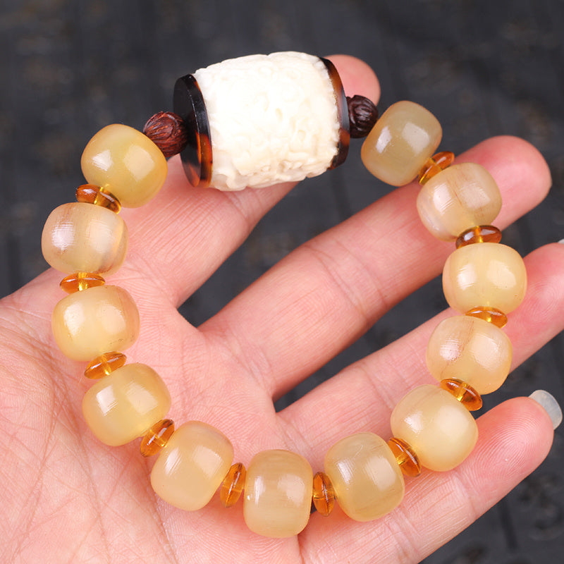 Tibetan shofar bracelet with Buddhist beads