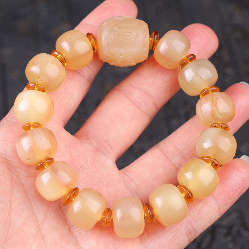 Tibetan shofar bracelet with Buddhist beads
