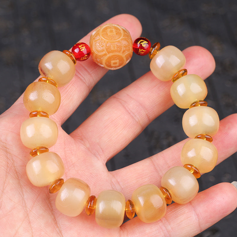 Tibetan shofar bracelet with Buddhist beads