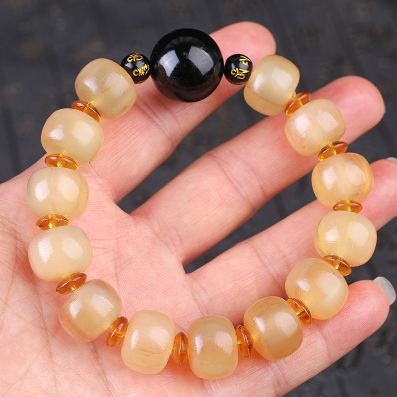 Tibetan shofar bracelet with Buddhist beads