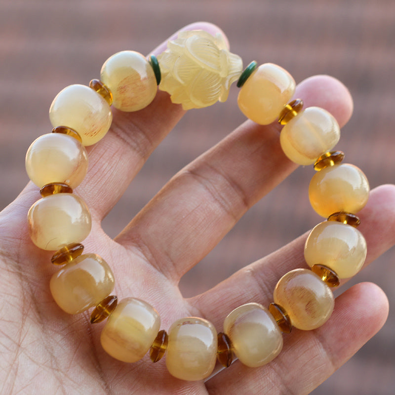 Tibetan shofar bracelet with Buddhist beads