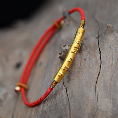 999 Pure Silver Gold-plated Dragon Knot Six-character Mantra Bracelet