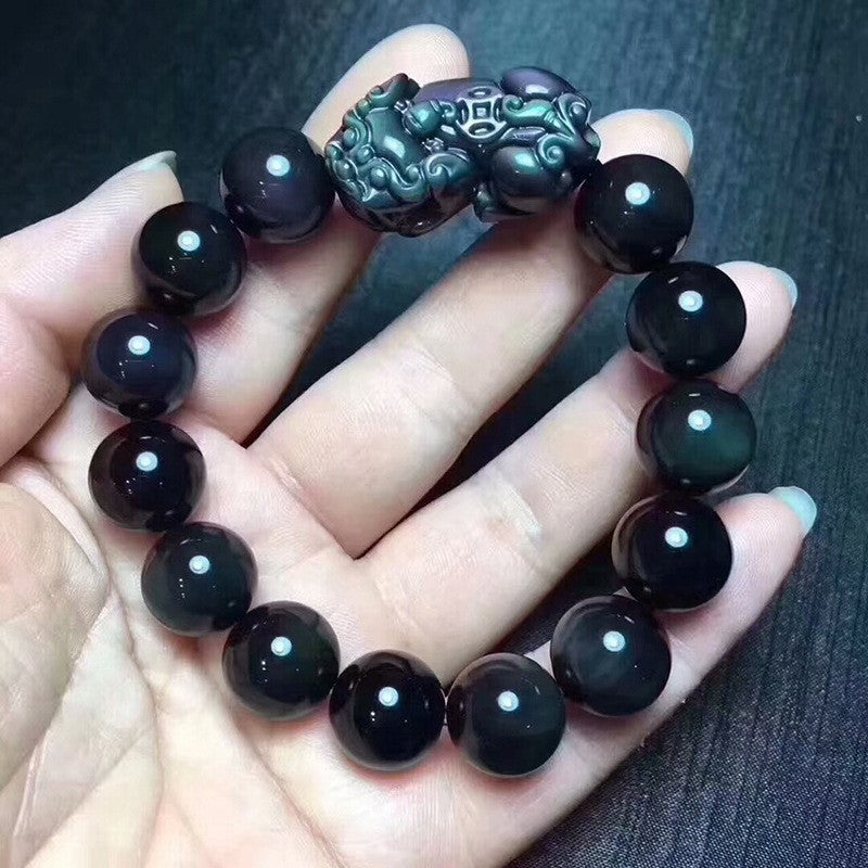 Natural Rainbow Eye Obsidian Pixiu Bracelet