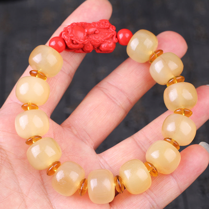 Tibetan shofar bracelet with Buddhist beads
