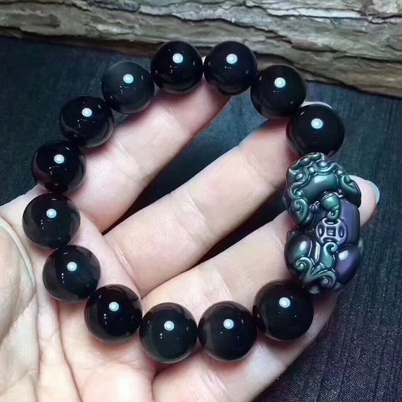 Natural Rainbow Eye Obsidian Pixiu Bracelet