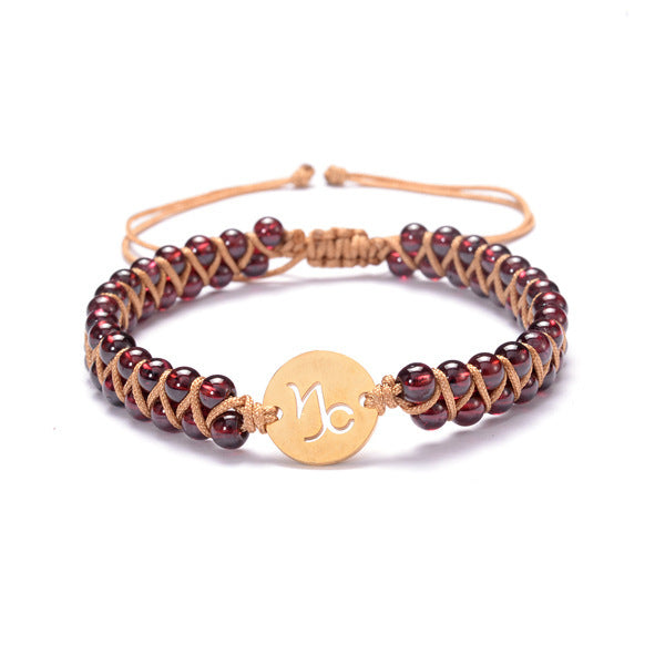 Zodiac Handwoven Natural Birthstone Bracelet