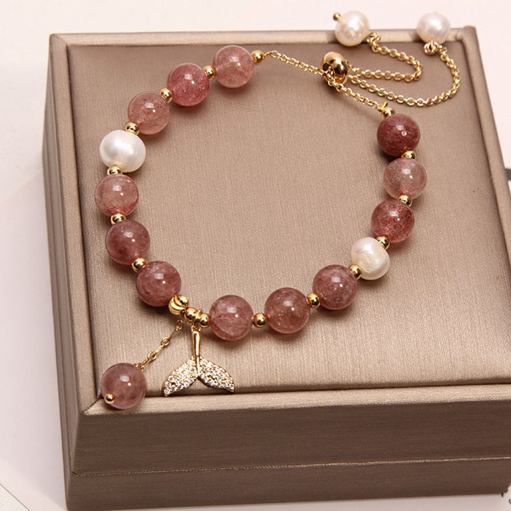 Strawberry Crystal Bracelet Freshwater Pearl Women's Peach Blossom Fortune