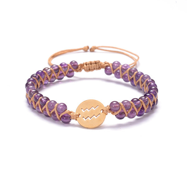 Zodiac Handwoven Natural Birthstone Bracelet