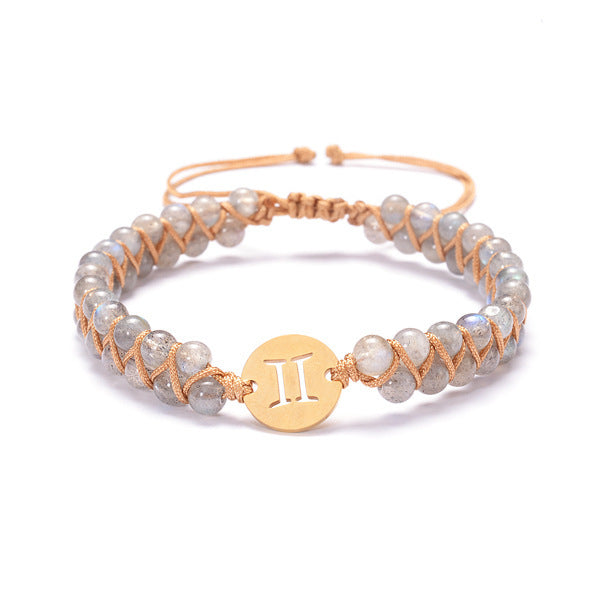 Zodiac Handwoven Natural Birthstone Bracelet