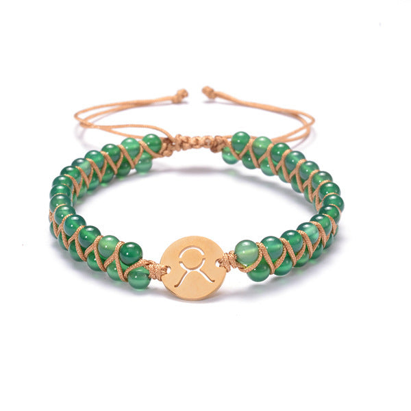 Zodiac Handwoven Natural Birthstone Bracelet