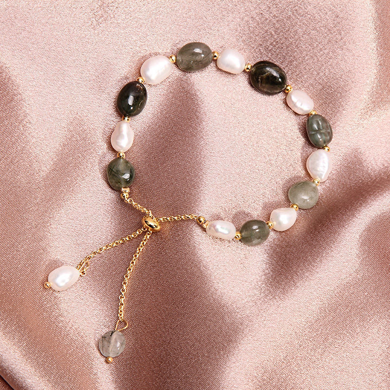 Strawberry Crystal Bracelet Freshwater Pearl Women's Peach Blossom Fortune