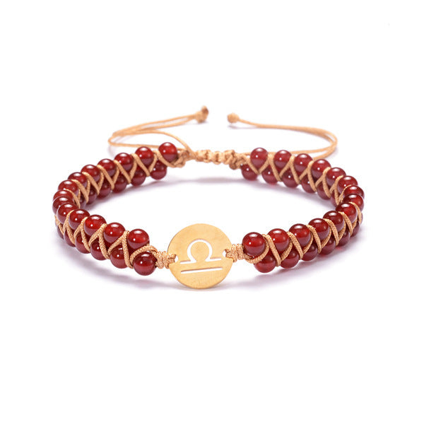Zodiac Handwoven Natural Birthstone Bracelet