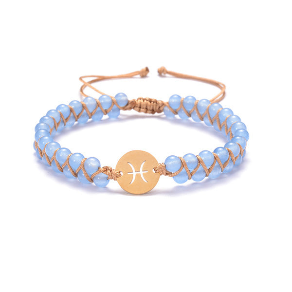 Zodiac Handwoven Natural Birthstone Bracelet