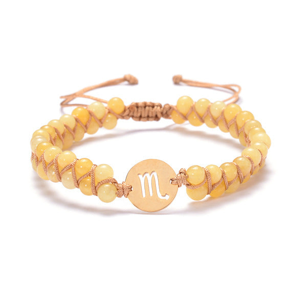 Zodiac Handwoven Natural Birthstone Bracelet