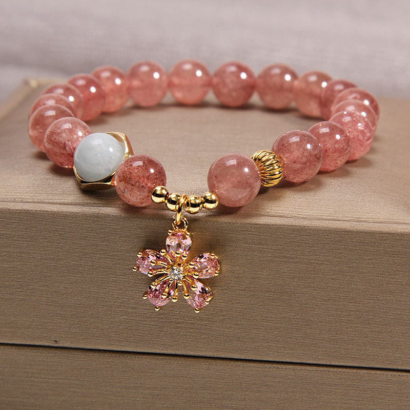 Strawberry Crystal Bracelet Freshwater Pearl Women's Peach Blossom Fortune