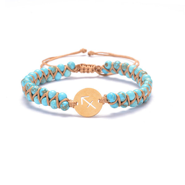 Zodiac Handwoven Natural Birthstone Bracelet